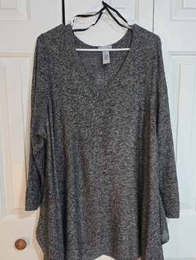 Catherines Charcoal Gray V-Neck Long Sleeve Tunic